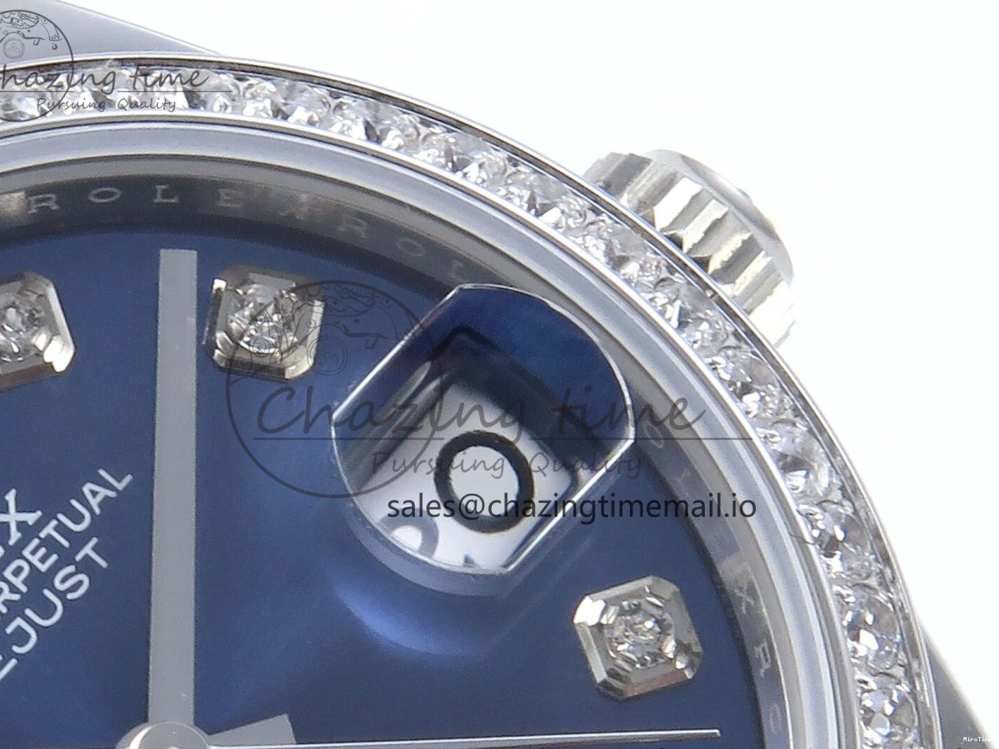 MiroTime 0421 TravelReady DateJust 31 278384RBR ARF 1:1 Best Edition 904L Steel Blue Diamonds Dial Diamonds Bezel on SS Oyster Bracelet ETA 434